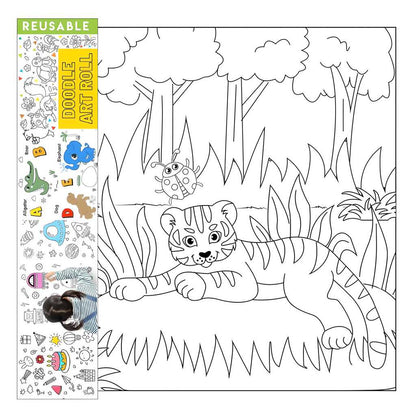 Reusable Doodle Art Roll - (Jungle Theme 2 meters)