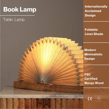 Wooden Book Shape Desk LED Lamp